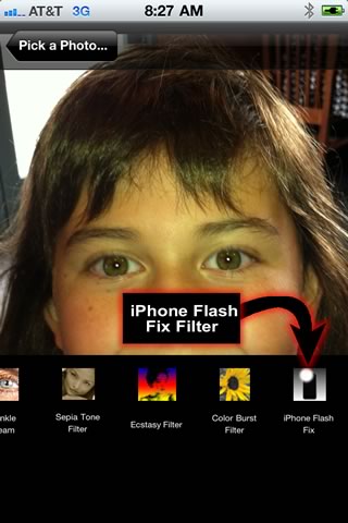 iPhone flash filx filter selction