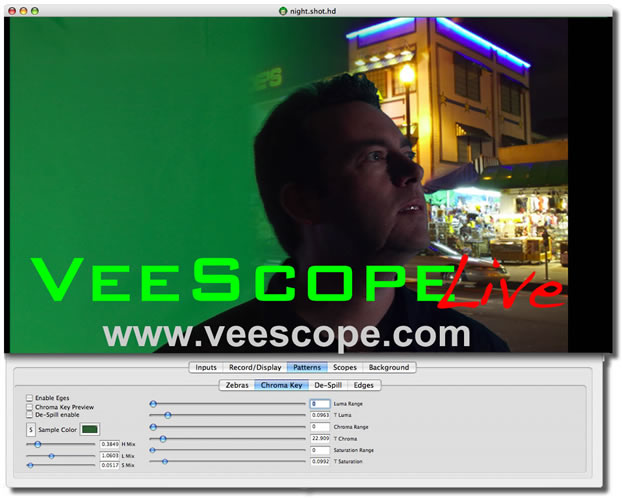 Screen Shot of Veescope Live showing compositing