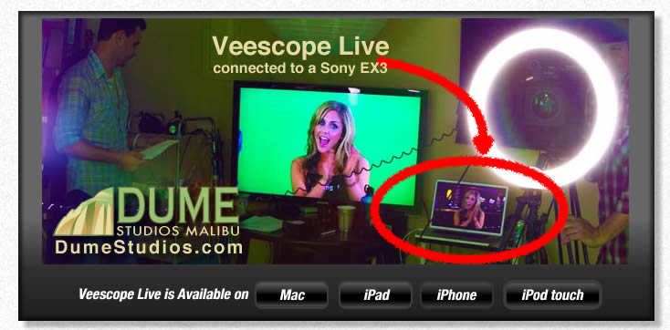 Veescope Live running on a MacBook Pro at Dume Studios in Malibu with Brittney Palmer